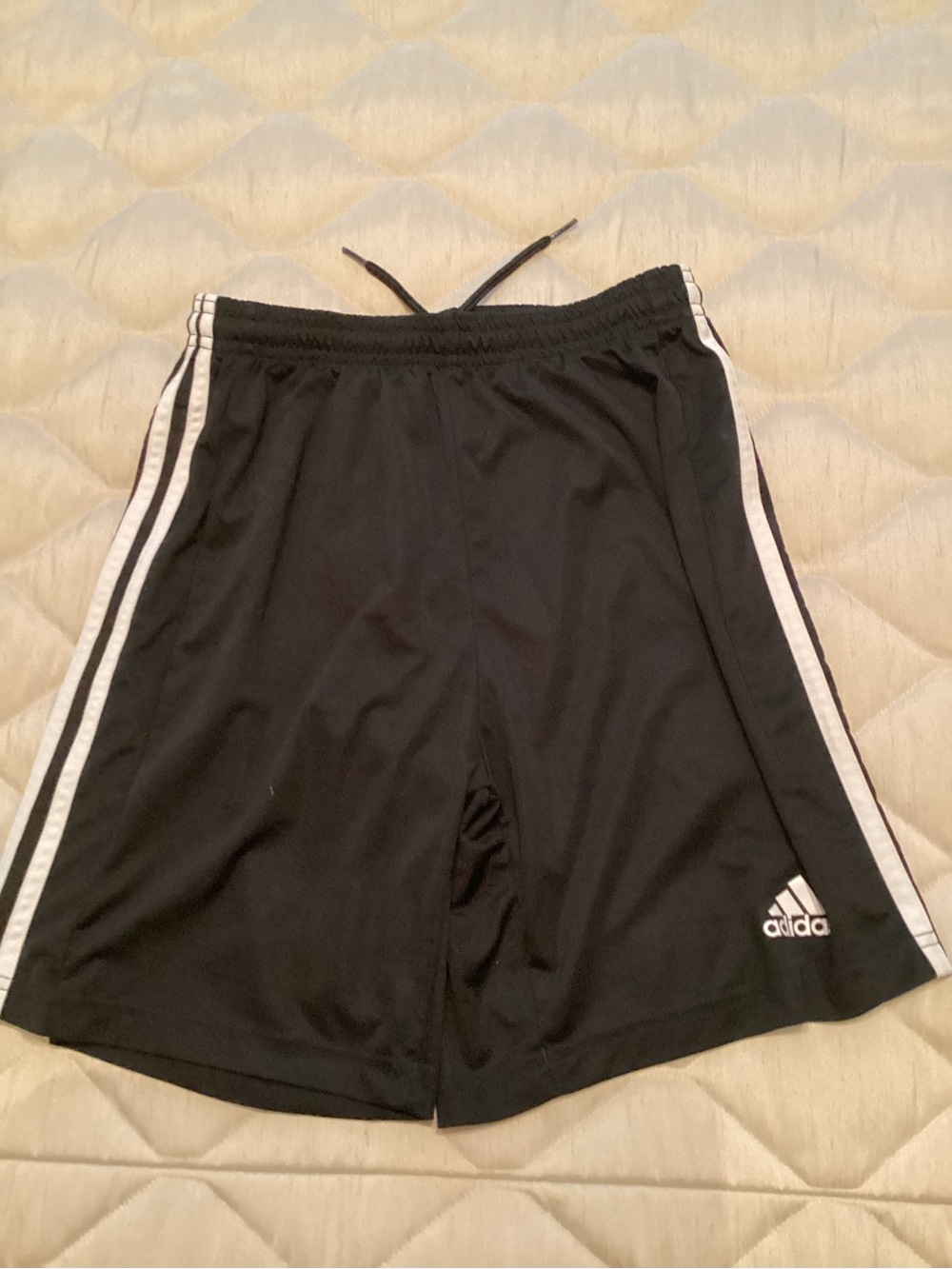 adidas Kids Youth Large Black Shorts with White Side Stripes